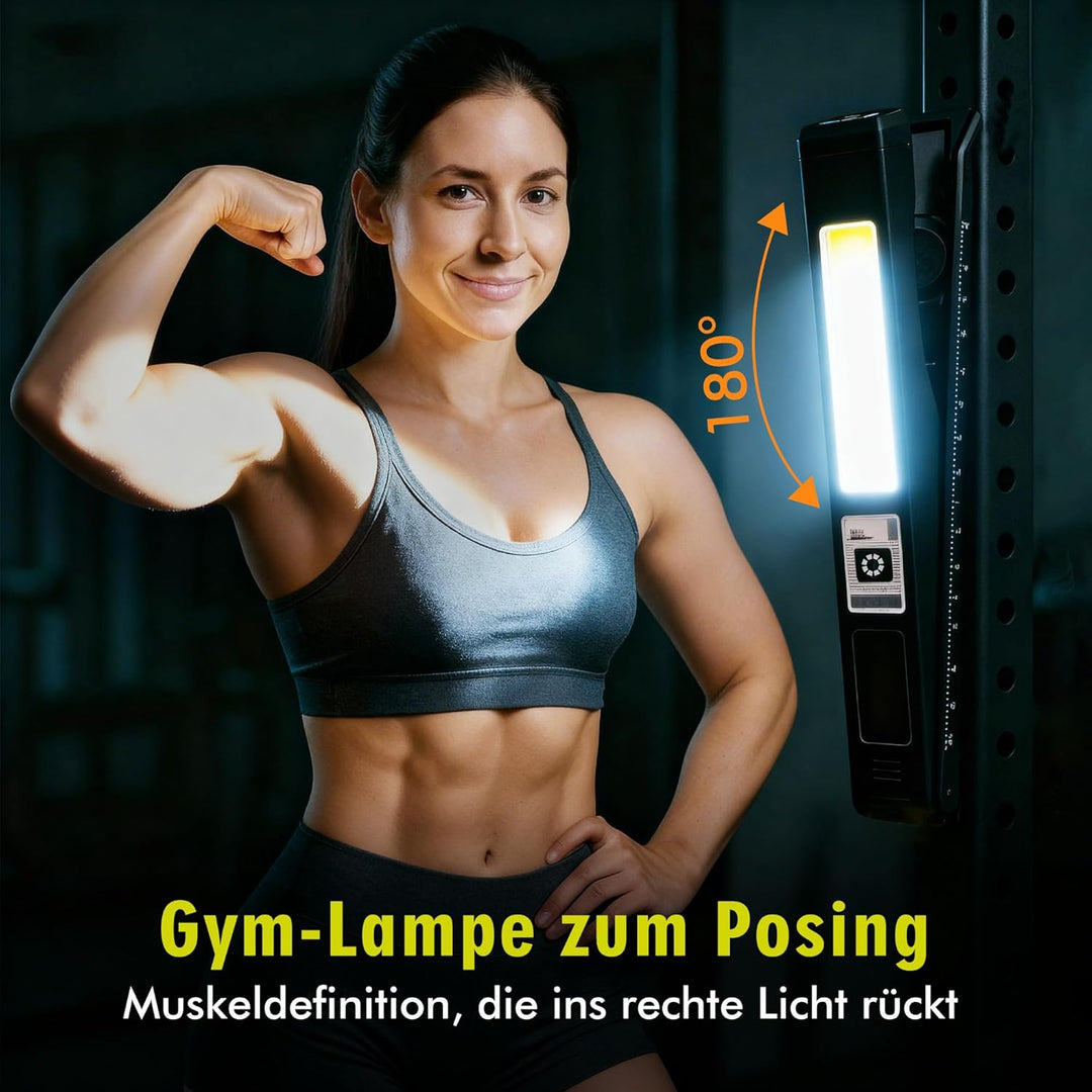 LED Magnet Posing Lampe Gym, USB Aufladbar Campinglampe, Batterie Hell Werkstattlampe, Akku Handheld