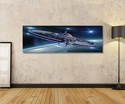 islandburner Bild Bilder auf Leinwand Interstellar Raumstation Space Weltall Sterne Panorama XXL Pos