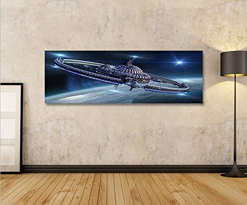 islandburner Bild Bilder auf Leinwand Interstellar Raumstation Space Weltall Sterne Panorama XXL Pos