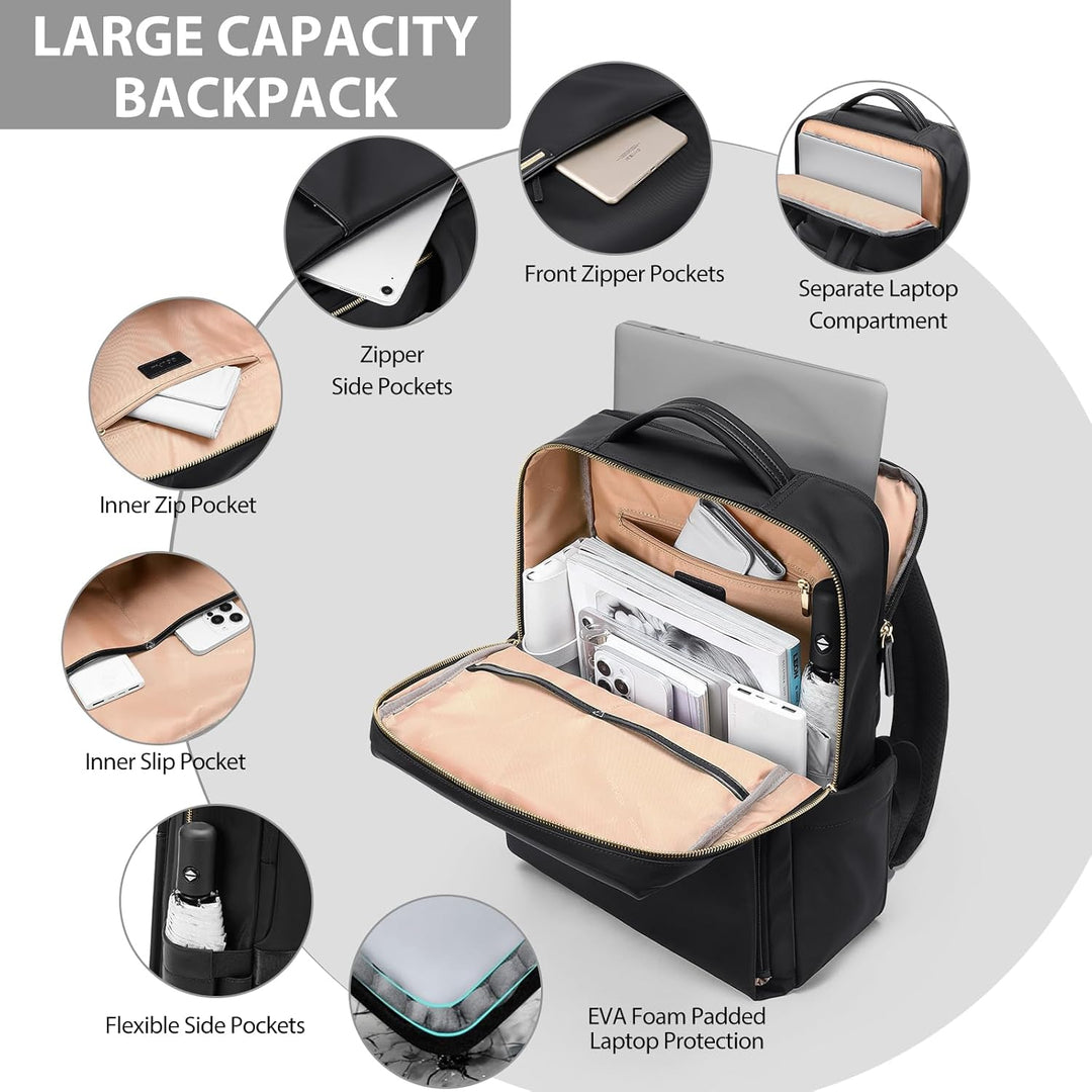 Rucksack Damen, Rucksack mit Laptop Fach 16 Zoll Herren Laptop Rucksack Wasserdicht, Schultasche Kle