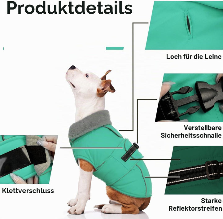 Lelepet Hundemantel Winterweste Reflektierende Fleece Hundejacke für Grosse Hunde Wasserdicht Hundej