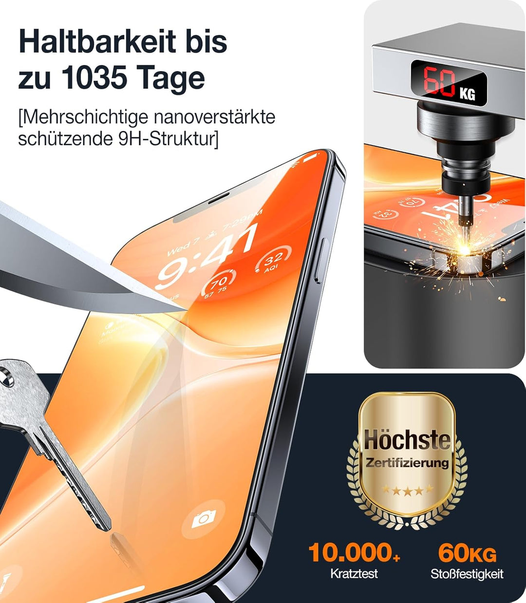 TORRAS für iPhone 12/12 Pro für Panzerglas Zertifizierung auf TOP Stossfestigkeit Schutzglas iPhone