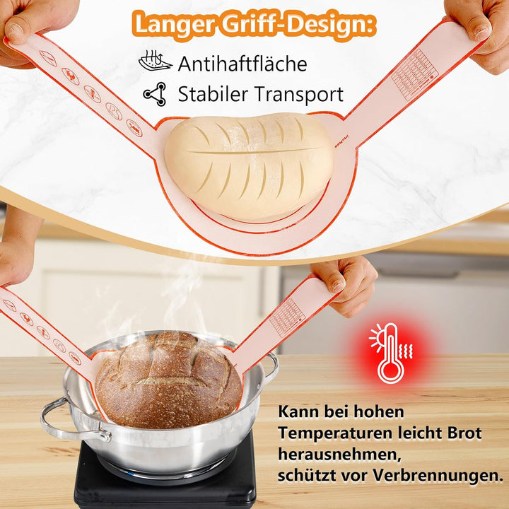 Brotgärkorb -Set- aus Silikon (23cm rund & 25cm oval) – Sauerteig-Gärkorb (inkl. Teigschaber, Rostme