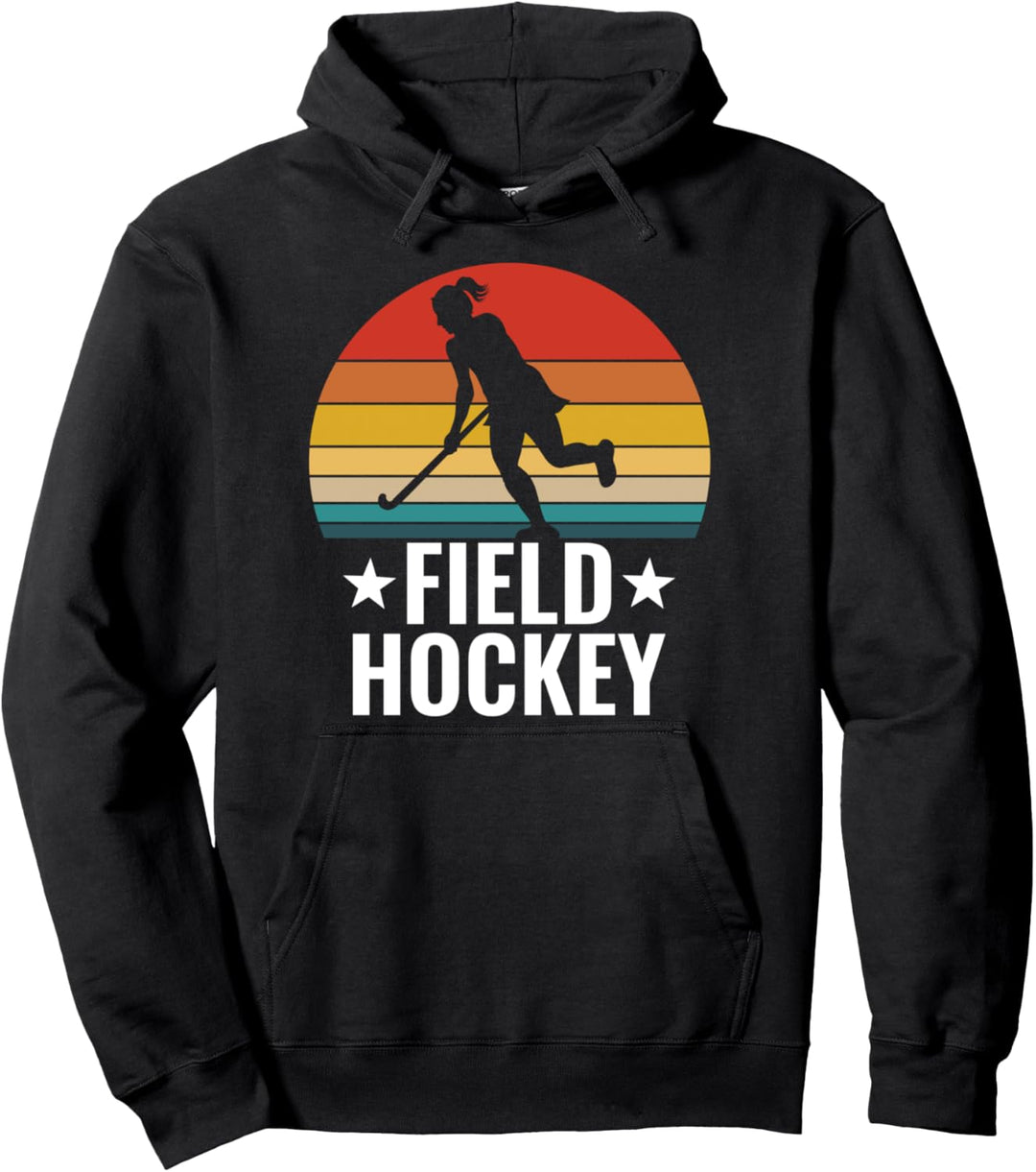 Field Hockey Funny Slogan Pun Gift - Girls Retro Design Pullover Hoodie