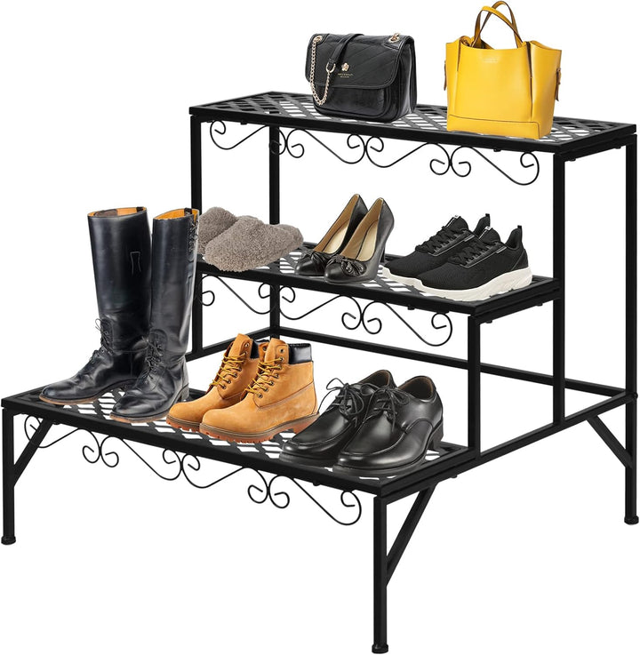 RELAX4LIFE Blumentreppe 3-stufig, Blumenregal aus Metall, Blumenständer mit 3 Ebenen, Pflanzenstände