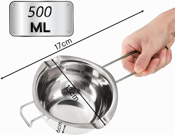 Lawei 2er set Wasserbad Schmelzschale 500ml Edelstahl Schokoladen Schmelztiegel Kerzen Schmelztopf m