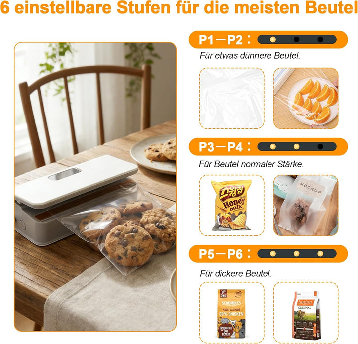 Mini Beutel Versiegeler, wiederaufladbare Versiegelungsmaschine mit LED-Power-Anzeige, Heisssiegelge