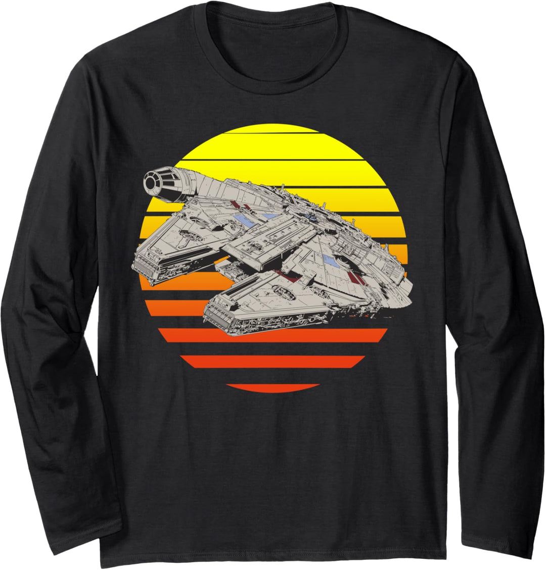Star Wars The Last Jedi Millennium Falcon Striped Sunset Langarmshirt