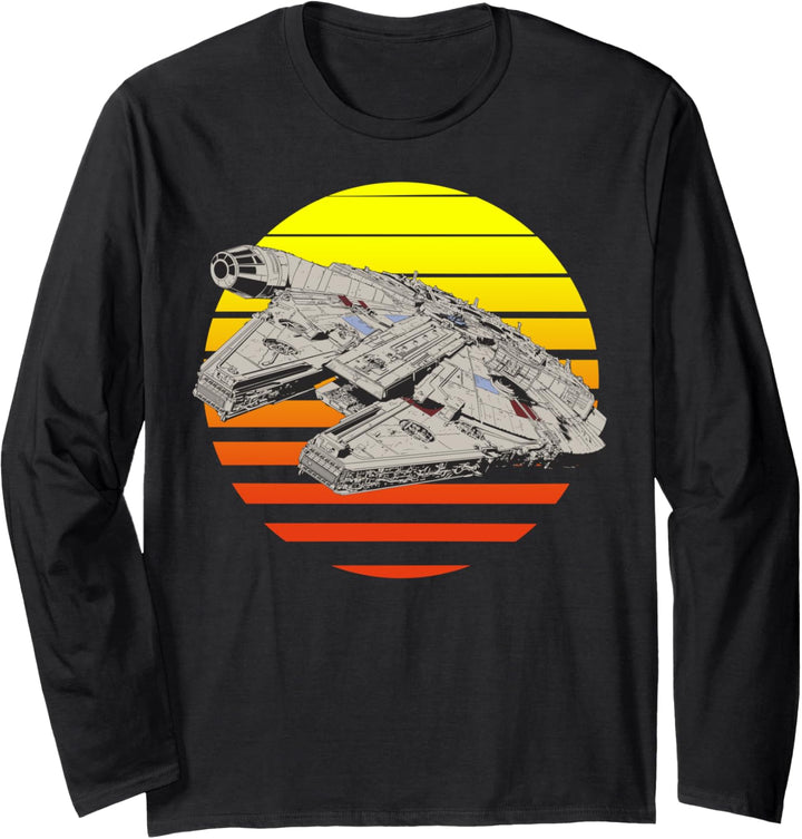 Star Wars The Last Jedi Millennium Falcon Striped Sunset Langarmshirt
