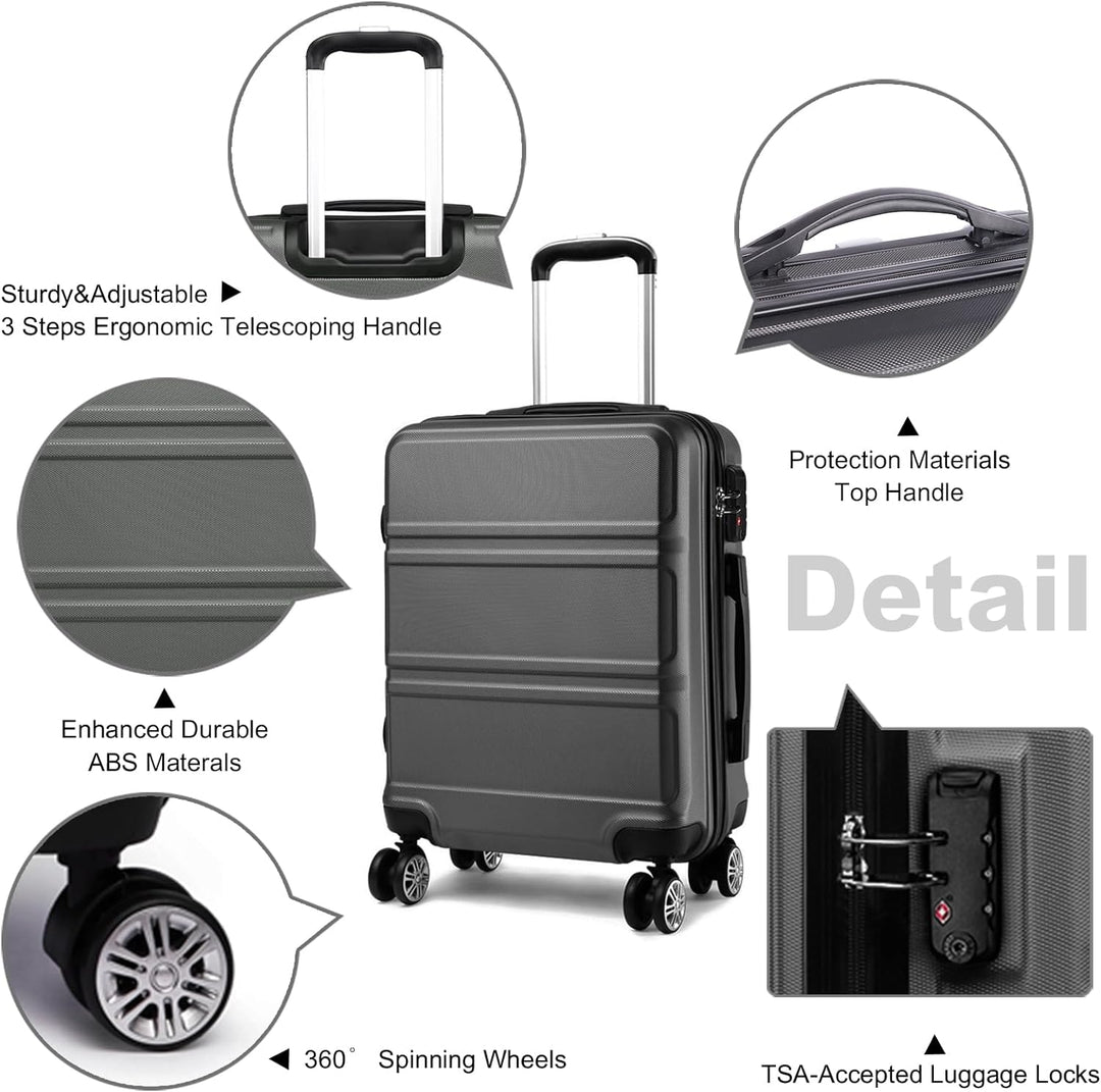 KONO Handgepäck Gepäcksets 2 Teilig Kofferset, 55cm Kleiner Koffer Handgepäck Set mit Ryanair Reiset