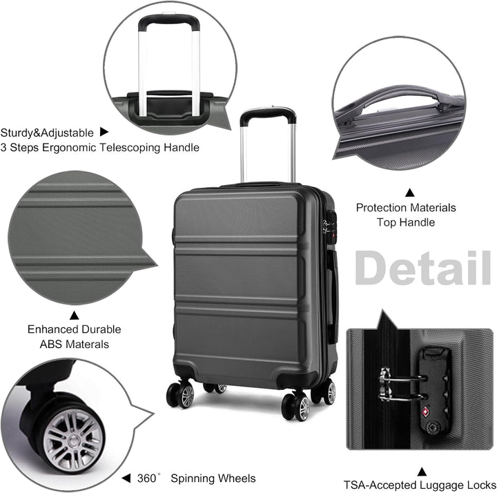 KONO Handgepäck Gepäcksets 2 Teilig Kofferset, 55cm Kleiner Koffer Handgepäck Set mit Ryanair Reiset