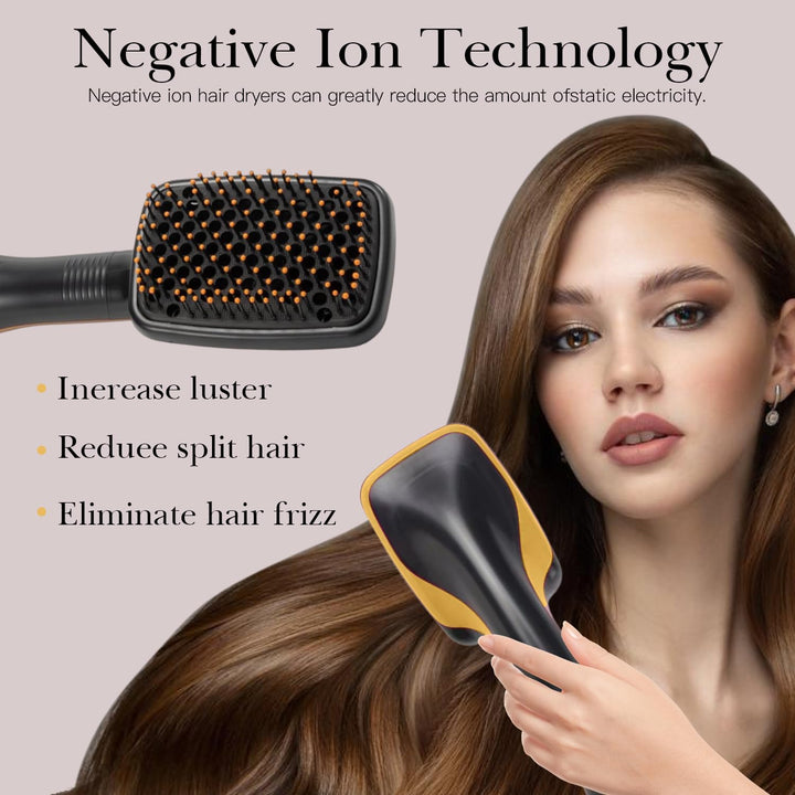 Haartrocknerbürste, 3 in 1 Negativ-Ionen-Haartrockner Heissluftbürste Haarstyling-Werkzeug, Glätteis