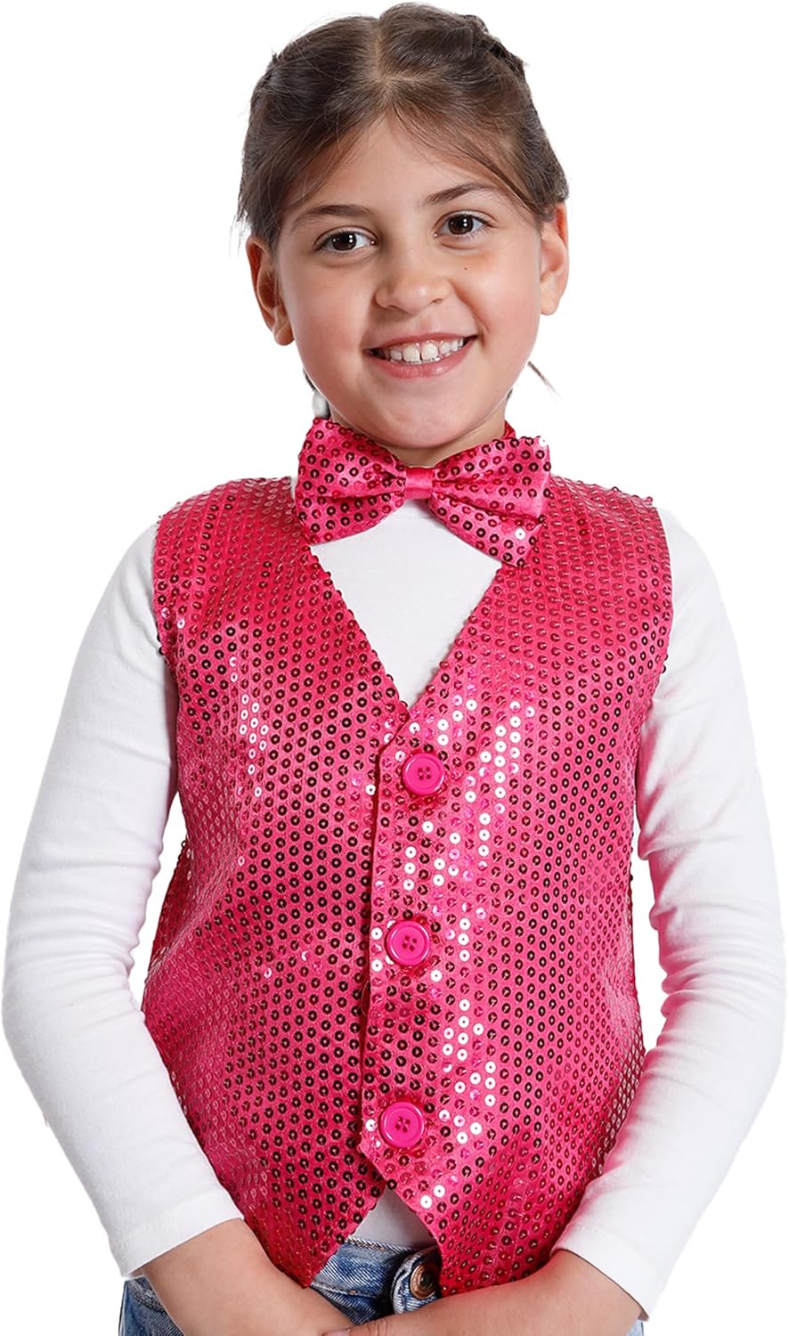 Carnavalife Paillettenweste für Jungen und Mädchen, Hip-Hop-Weste, Kostüm für Kinder, Party, Tanz, A