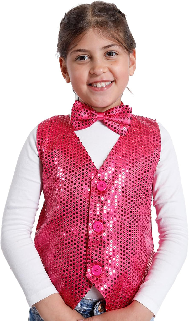 Carnavalife Paillettenweste für Jungen und Mädchen, Hip-Hop-Weste, Kostüm für Kinder, Party, Tanz, A