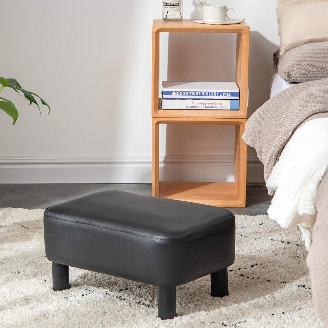 YMYNY Rechteckiger Fusshocker Sitzbank, 42 x 29 x 23 cm, Gepolsterter Hocker aus PU-Leder, mit Holzb