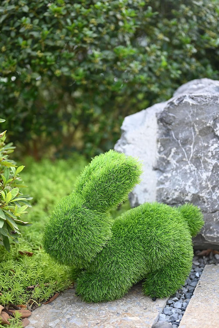 Innovative Kunstwerk Figuren aus Kunstrasen Hase Bär Hund Tier Garten Dekoration Gras Deko (Hase, 35