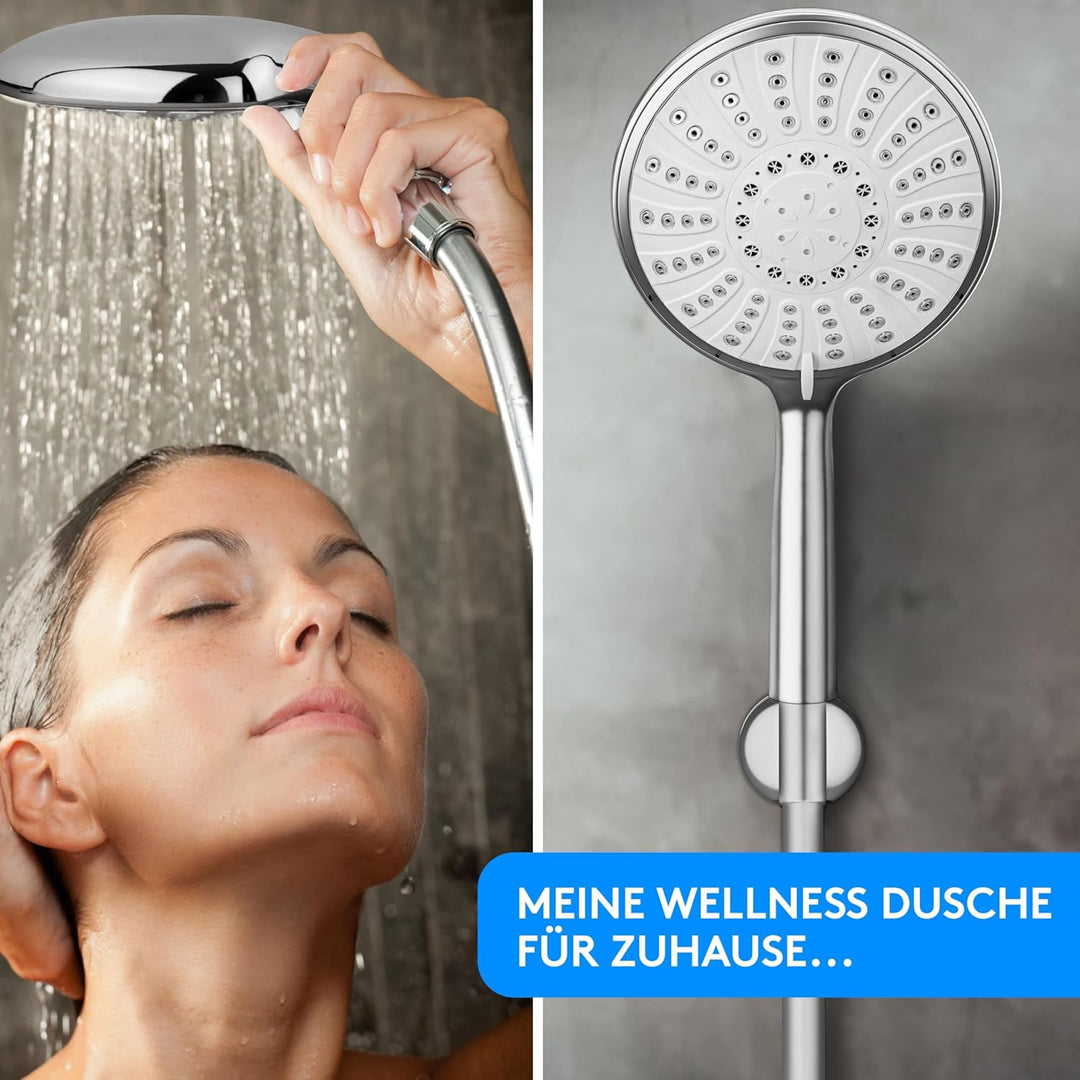 Lyvanas - TESTSIEGER 2021 - Duschkopf mit Schlauch und Halterung - Brausekopf für Dusche & Badewanne
