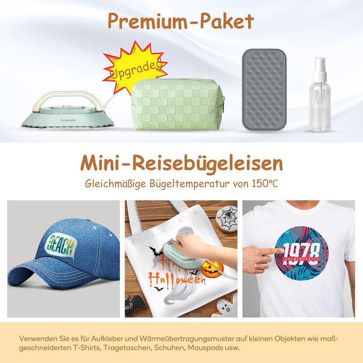 Newbealer Mini Reisebügeleisen mit Universalspannung 100-240V, Kompaktes Bügeleisen für Kleidung (ke