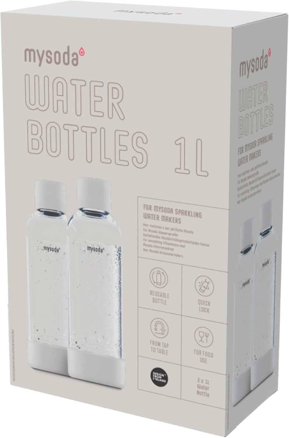 Mysoda: Wiederverwendbare Wasserflasche für Wassersprudler, BPA-freies Plastik, mit Quick-Lock Schne