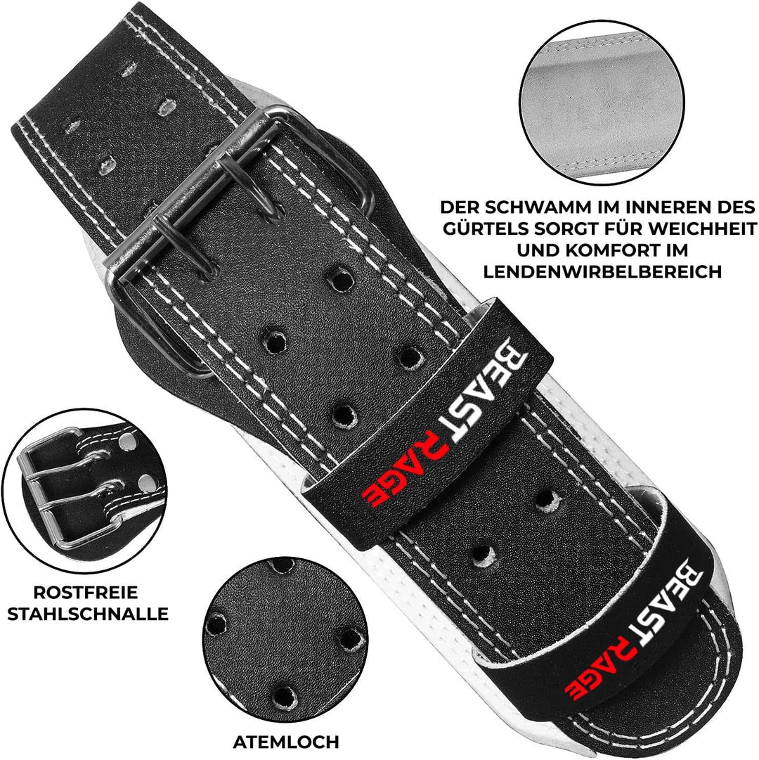 BEAST RAGE Gewichthebergürtel, Leder, strapazierfähig, Fitnessstudio, Bodybuilding, Workout, Trainin