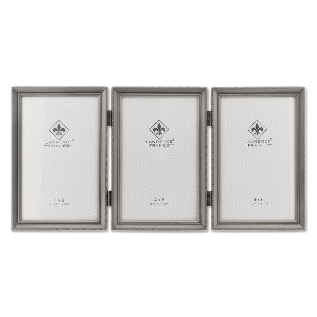 Lawrence Frames 10,2 x 15,2 cm Metallrahmen mit Scharnier für 3 Personen (11546T) zinnfarben 4x6 Tri