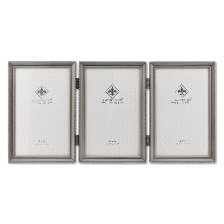 Lawrence Frames 10,2 x 15,2 cm Metallrahmen mit Scharnier für 3 Personen (11546T) zinnfarben 4x6 Tri