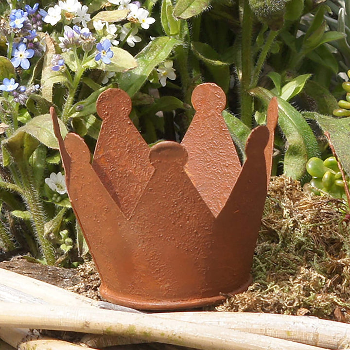 UNUS Mini Krone Rost Ø6,5 cm, Gartendeko Rostoptik, Edelrost (6er Set), 6er Set