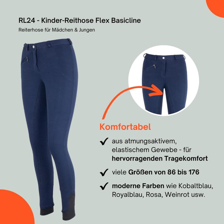 RL24 - Kinder-Reithose Flex Basicline – viele Farben &amp; Grössen 86 Dunkelblau, 86 Dunkelblau