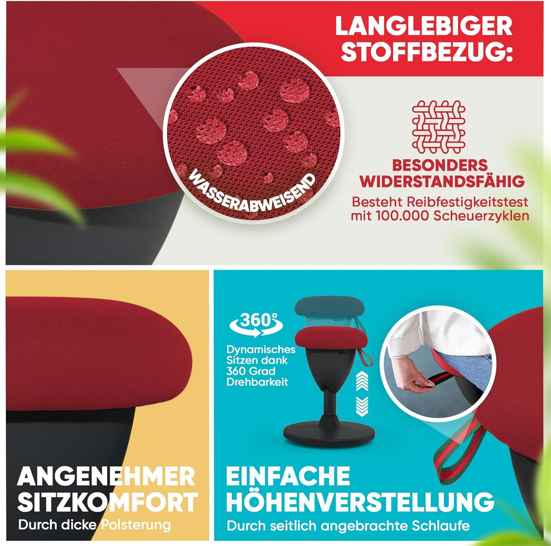 SteinLife Cone [Black Edition] - Sitzhocker ergonomisch mit Schwingeffekt - [Höhenverstellbar] - Bür
