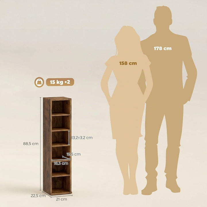 HOMCOM 2er-Set Regalsäulenschrank CD-DVD-Aufbewahrungsschrank 6 + 6 Fächer 21 x 22,5 x 88,5 cm max.