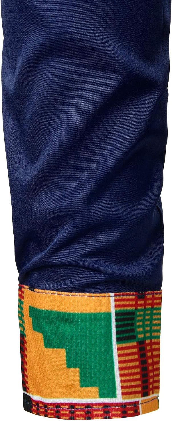 PARKLEES Herren African Tribal Grafik Patchwork Design Slim Fit Langarm Freizeithemd Party Shirt für