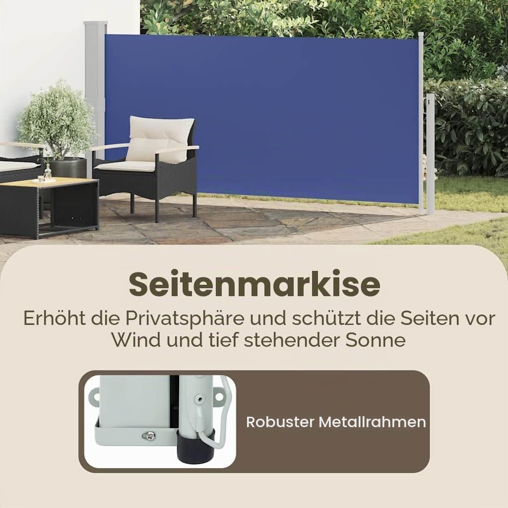 vidaXL Seitenmarkise 140x300cm Blau Sichtschutz Windschutz Sonnenschutz Balkon 140 x 300 cm Blau, 14