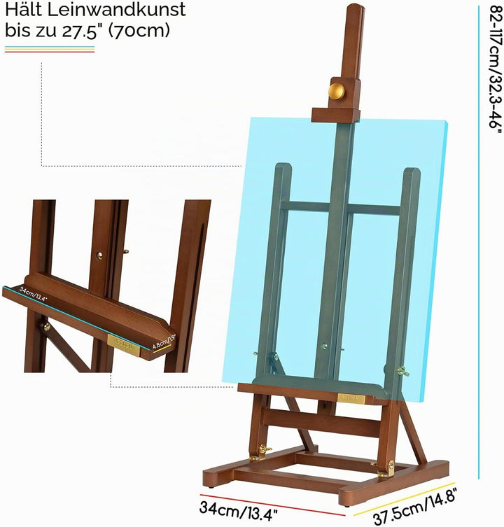 MEEDEN PRO Grosse Tischstaffelei – Montagefreie Desktop-Kunst-Staffelei für Leinwand bis zu 69,8 cm