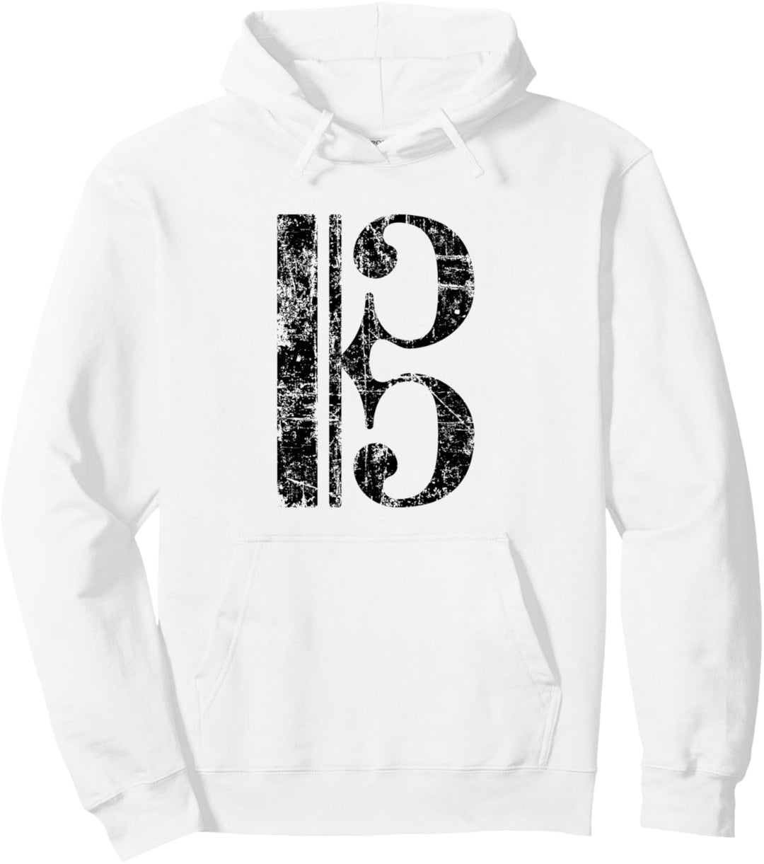 C-Schlüssel (Vintage/Schwarz) Notenschlüssel Bratsche Cello Pullover Hoodie