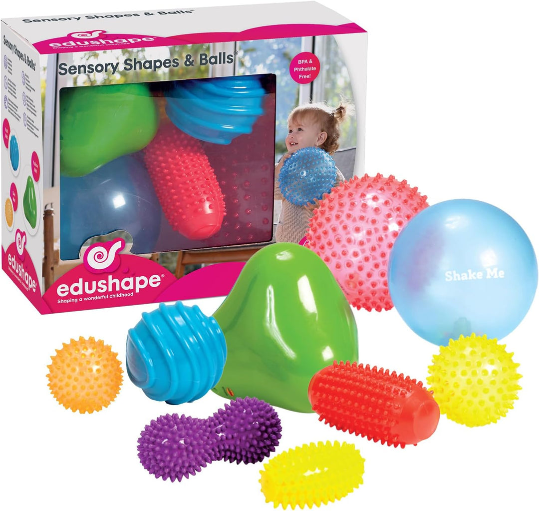 Edushape Sensory Mini Balls for Baby - Pack of 6 Solid Color Baby Balls That Help Enhance Gross Moto