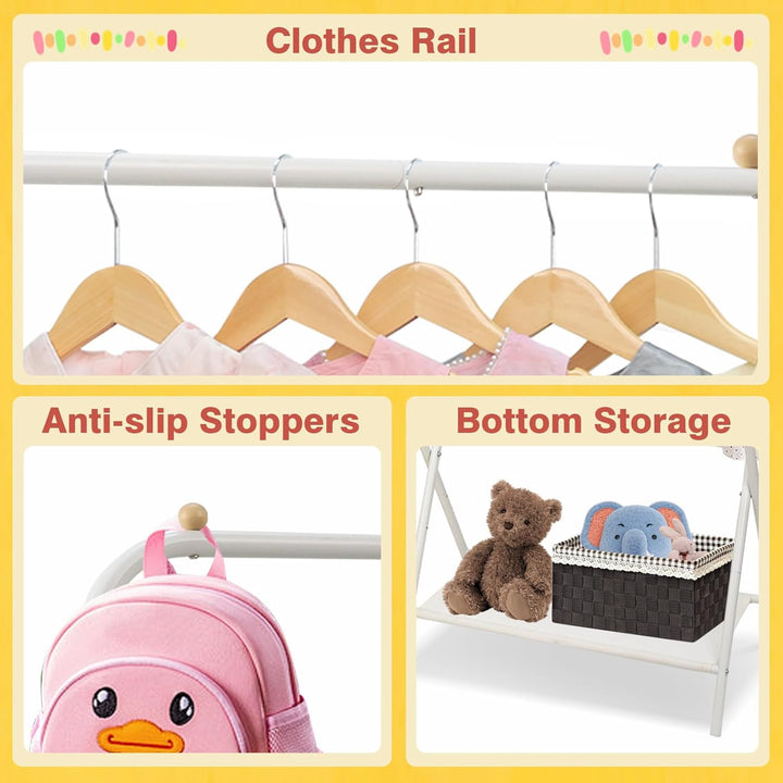 YGJT Kinder Kleiderständer, Garderobe mit Ablage & Kleiderstange für Kinderzimmer, Mädchenzimmer & S