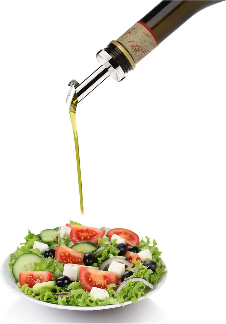 Westmark 4 Öl-/Essig-Ausgiesser + 4 Ersatzkorken, mit Kläppchen, Metall/rostfreier Edelstahl, Naturk