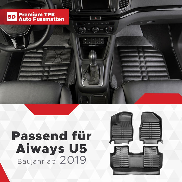 fussmattenprofi.com Auto Fussmatten Kompatibel mit Aiways U5 Baujahr ab 2019 I 100% Passgenau Geruch