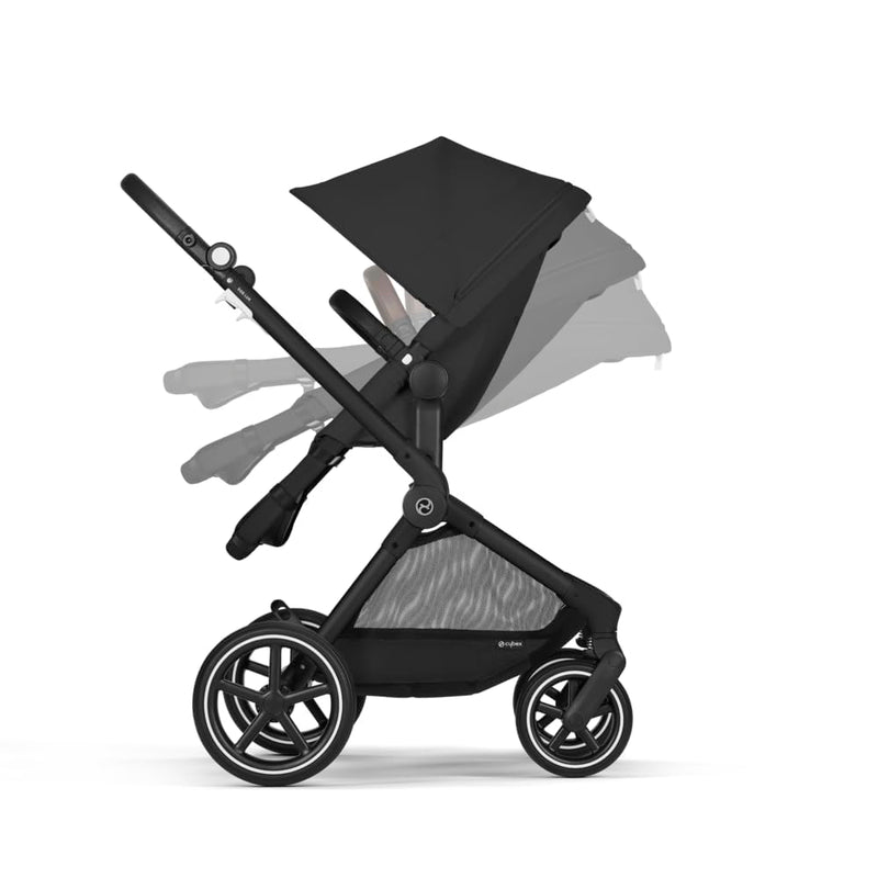 CYBEX Gold Kinderwagen EOS Lux 2-in-1, Reisesystem, Ab Geburt bis 22 kg (ca. 4 Jahre), Moon Black Lu