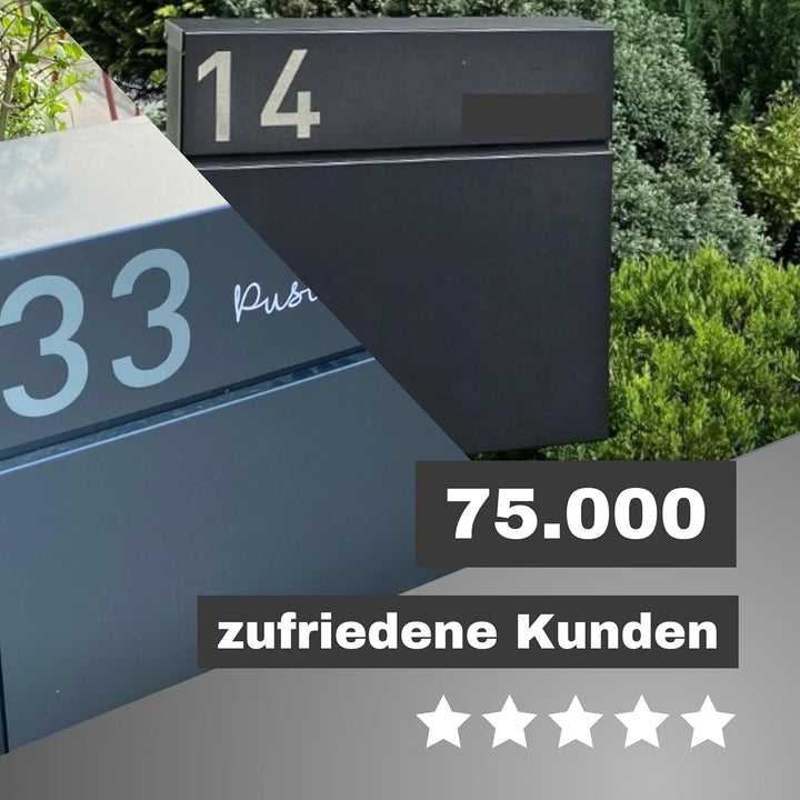 Radius® Designer Briefkasten Edelstahl - Briefkasten mit Zeitungsfach für Zeitungsrolle - Postkasten