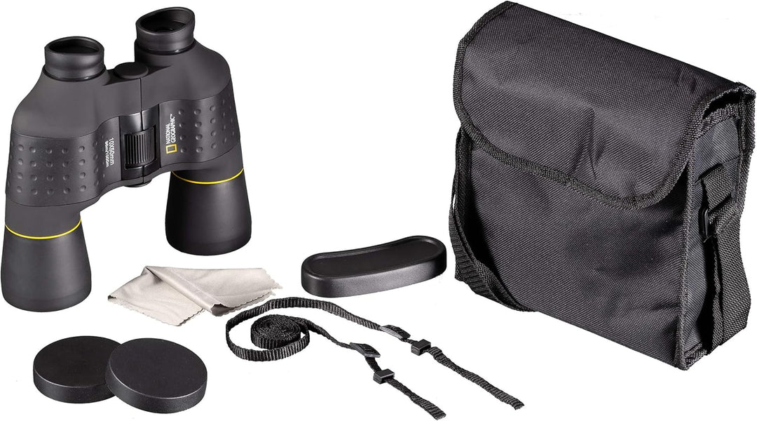 National Geographic Fernglas 10x50 Porro mit Mitteltriebfokussierung, robuster Gummiarmierung und St