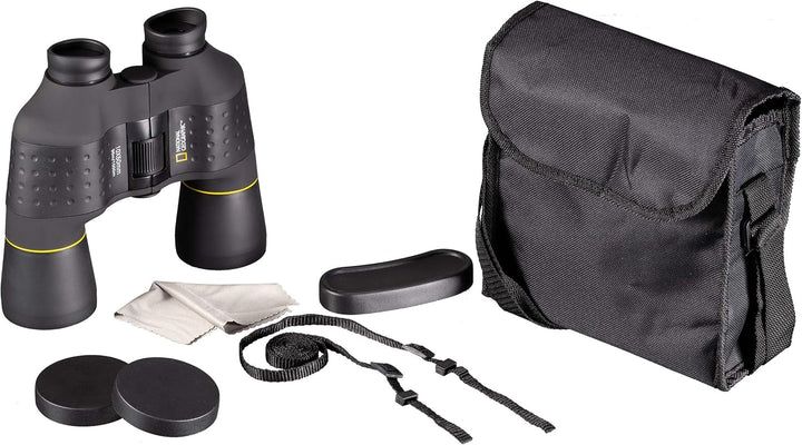 National Geographic Fernglas 10x50 Porro mit Mitteltriebfokussierung, robuster Gummiarmierung und St
