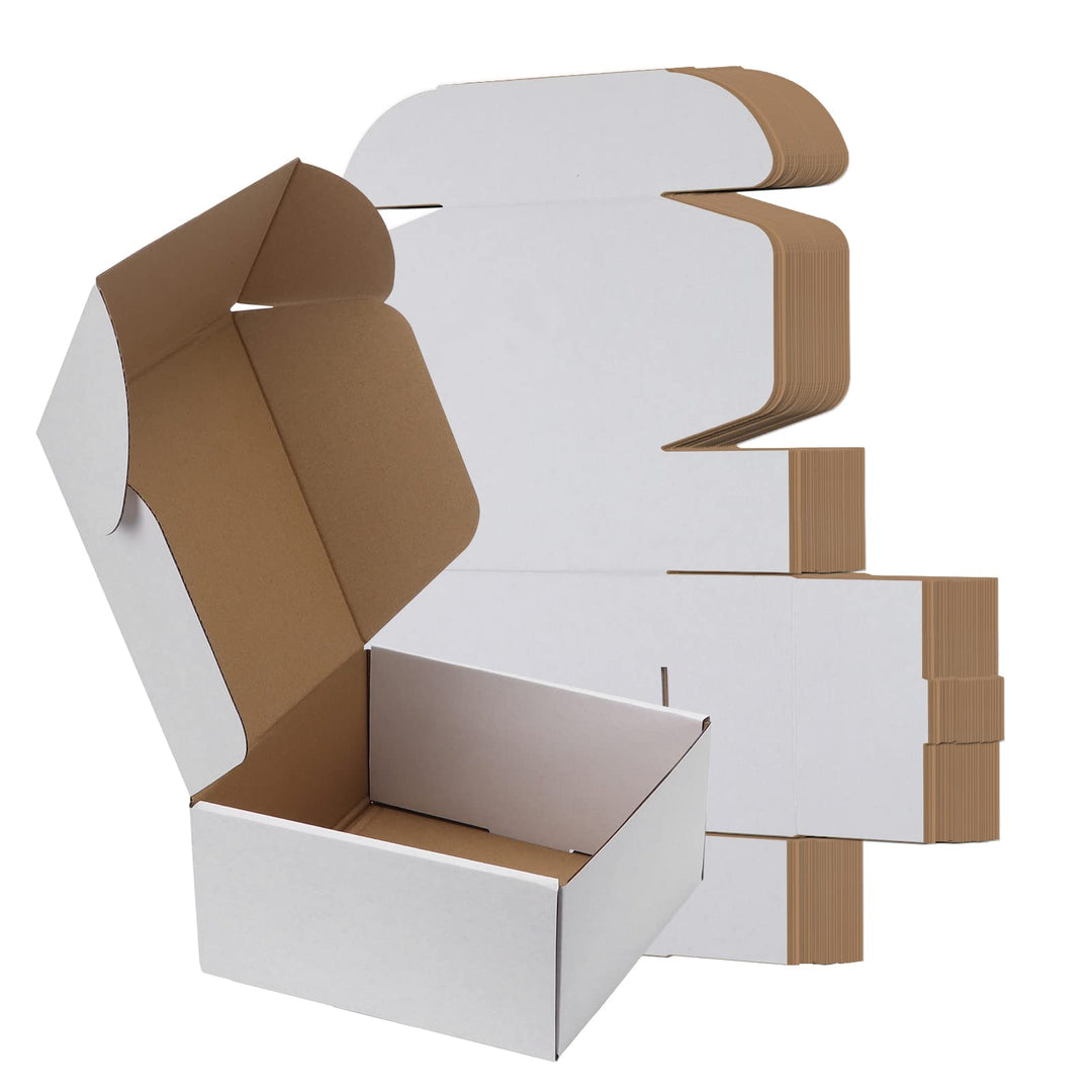 RLAVBL 25 Stück weisse Versandkartons mit den Massen 20,4 x 20,4 x 10,2 cm für den Versand von Gegen