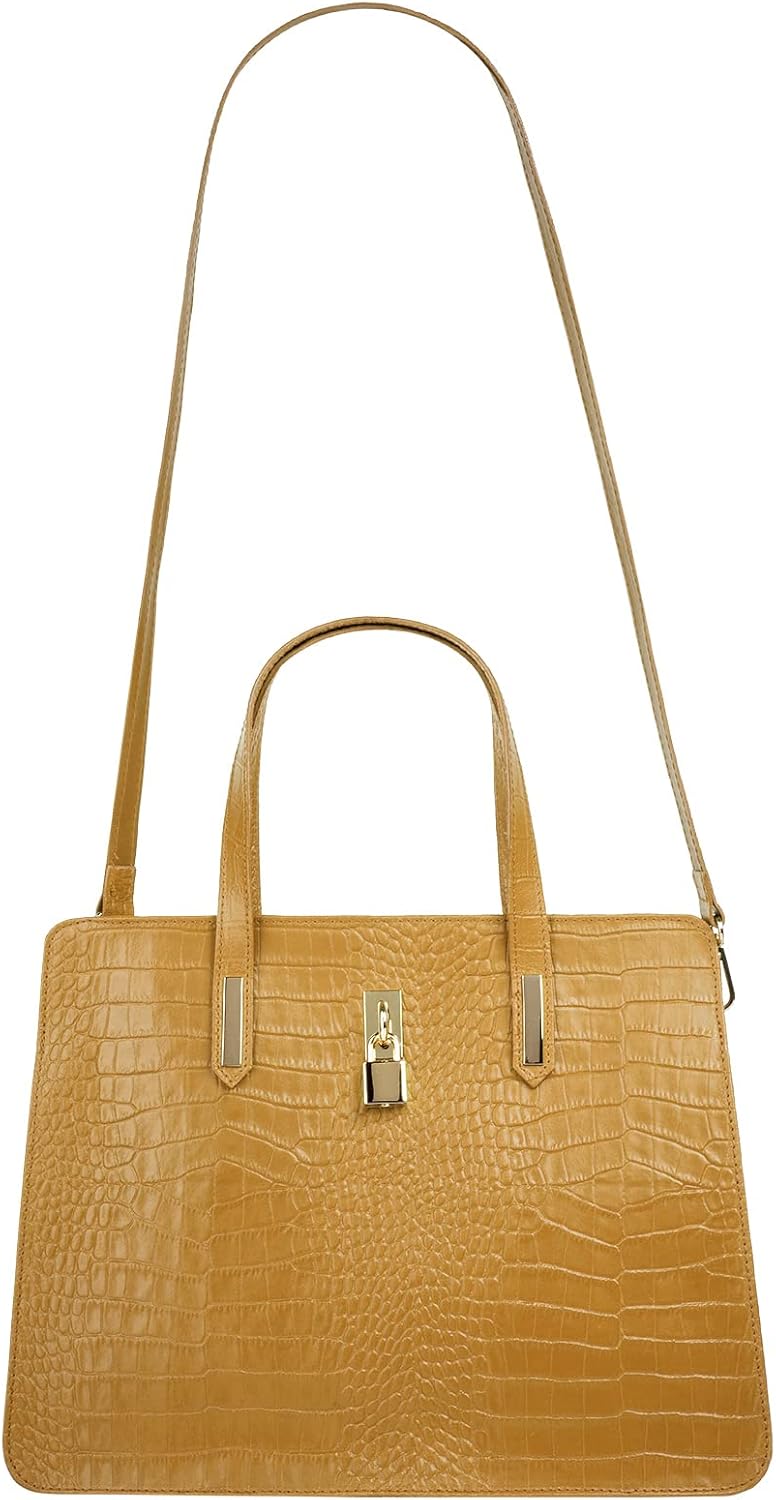 Cluty Handtasche Echt Leder Damen - 021321 Gelb, Gelb