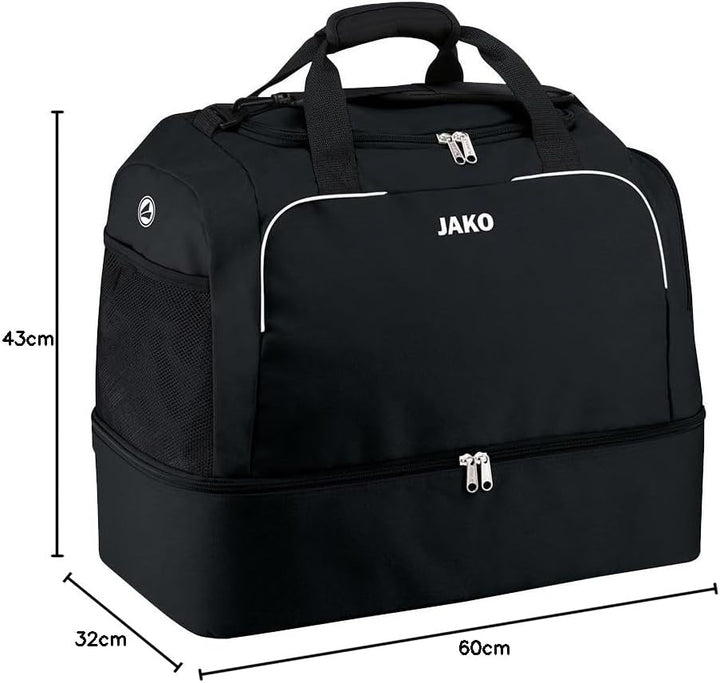 JAKO Classico Sporttasche mit Bodenfach Gr. 2 Ohne Geschlecht 3 (Senior) Schwarz, 3 (Senior) Schwarz