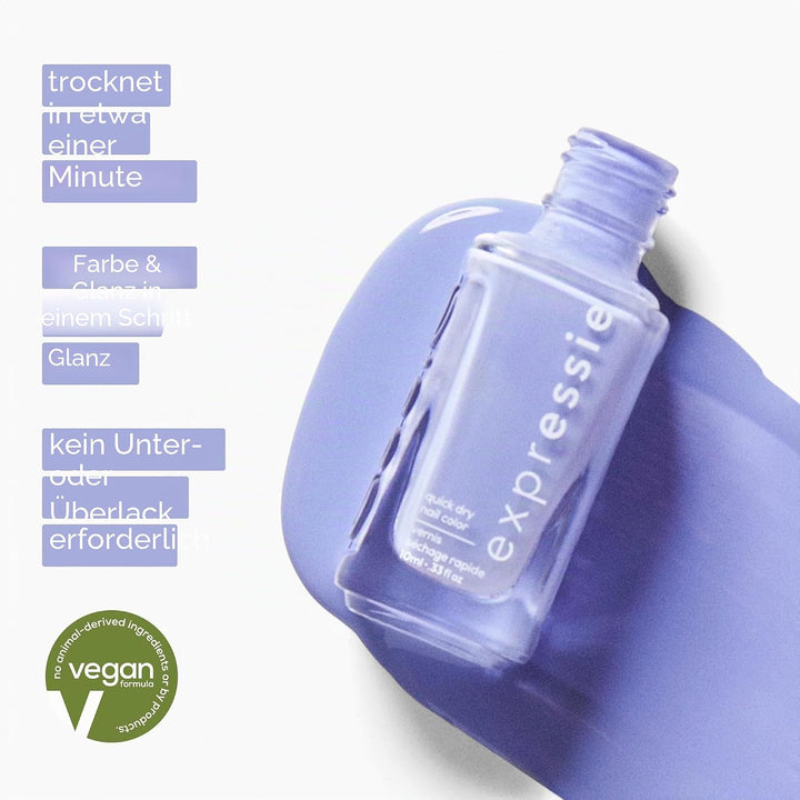 essie Schnelltrocknender Nagellack „expressie“, Vegane Formel ohne Inhaltsstoffe tierischen Ursprung