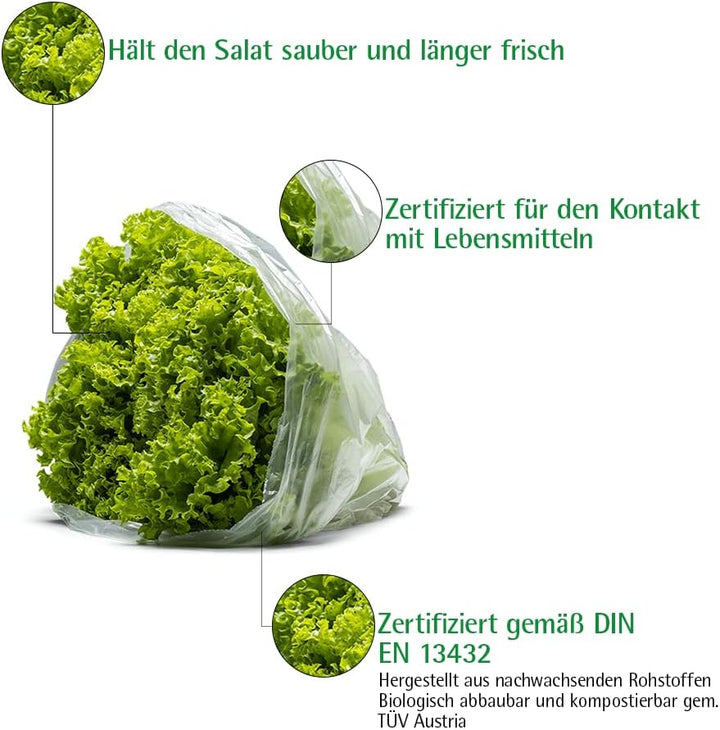 bioMat Frischhaltebeutel für Gemüse ohne Henkel, 2.000 STK., Lebensmittel-Geeignet, Premium-Qualität