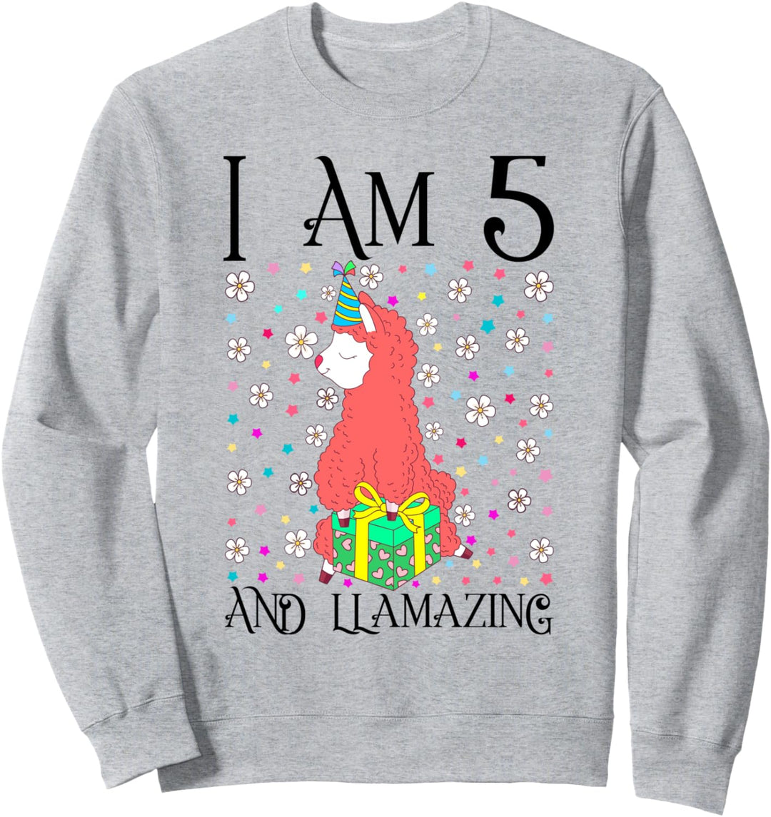 I am 5 and LLamazing Girl Kids 5th Llama Birthday Party Gift Sweatshirt