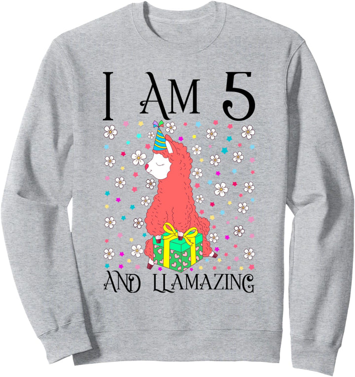 I am 5 and LLamazing Girl Kids 5th Llama Birthday Party Gift Sweatshirt