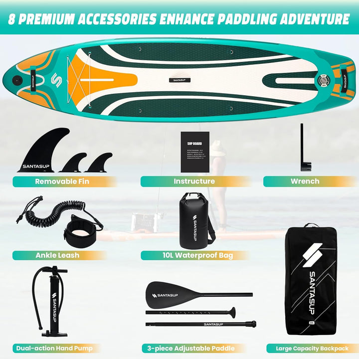 SantasupAufblasbares Stand Up Paddle Board 320/335cm Surfbrett SUP Komplettes Paddleboard Zubehör Ve